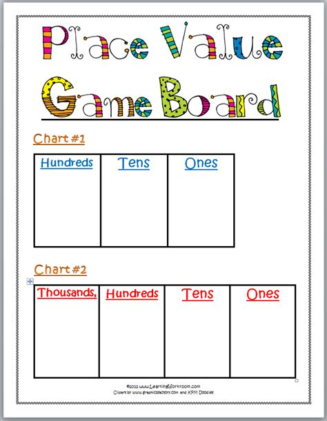 Place Value Game Printable Free